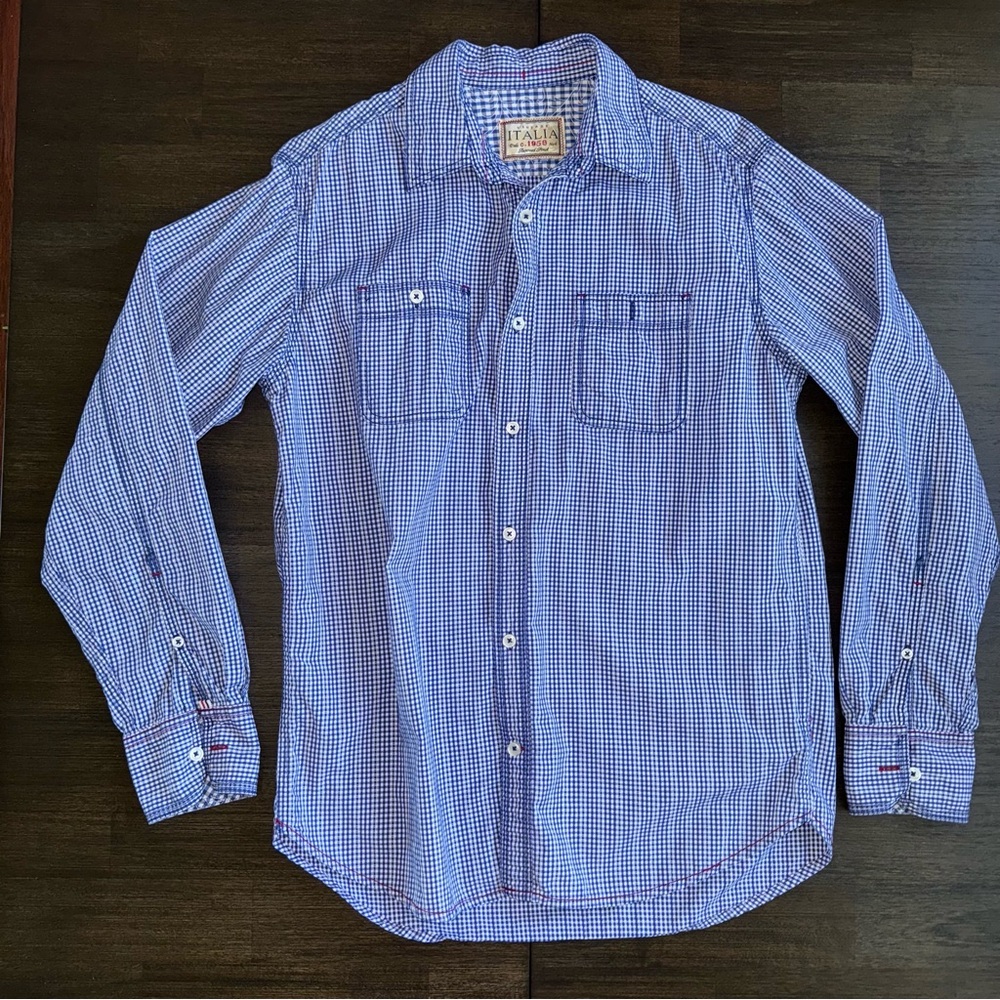 Vintage Italia C. 1958 Men’s Textured Stripes Long Sleeved Button Up Shirt Small